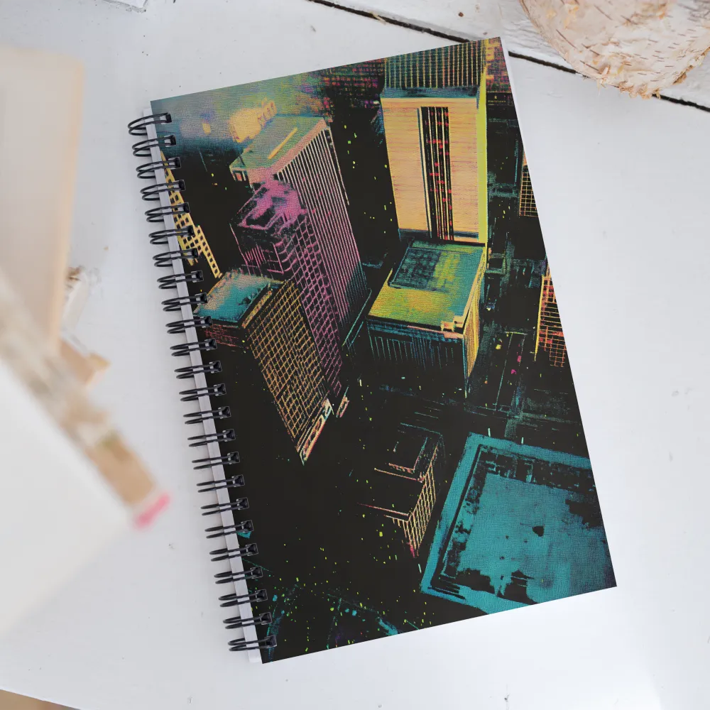 Neon Dreams: A City from Above | Spiral Notebook