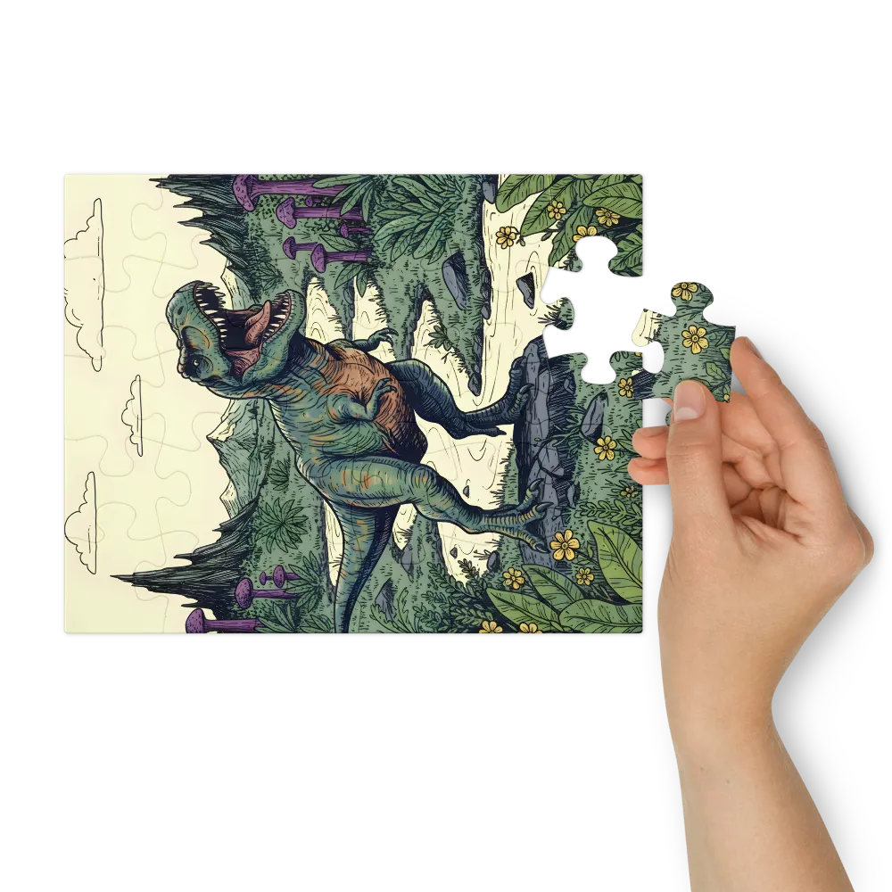 Roaring Tyrannosaurus 
 Jigsaw Puzzle in Tin Box