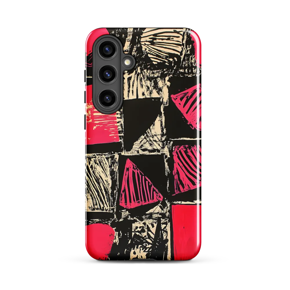 Geometric Symphony in Pink and Black | Phone Case |  S24 Plus | Tough Case | Glossy