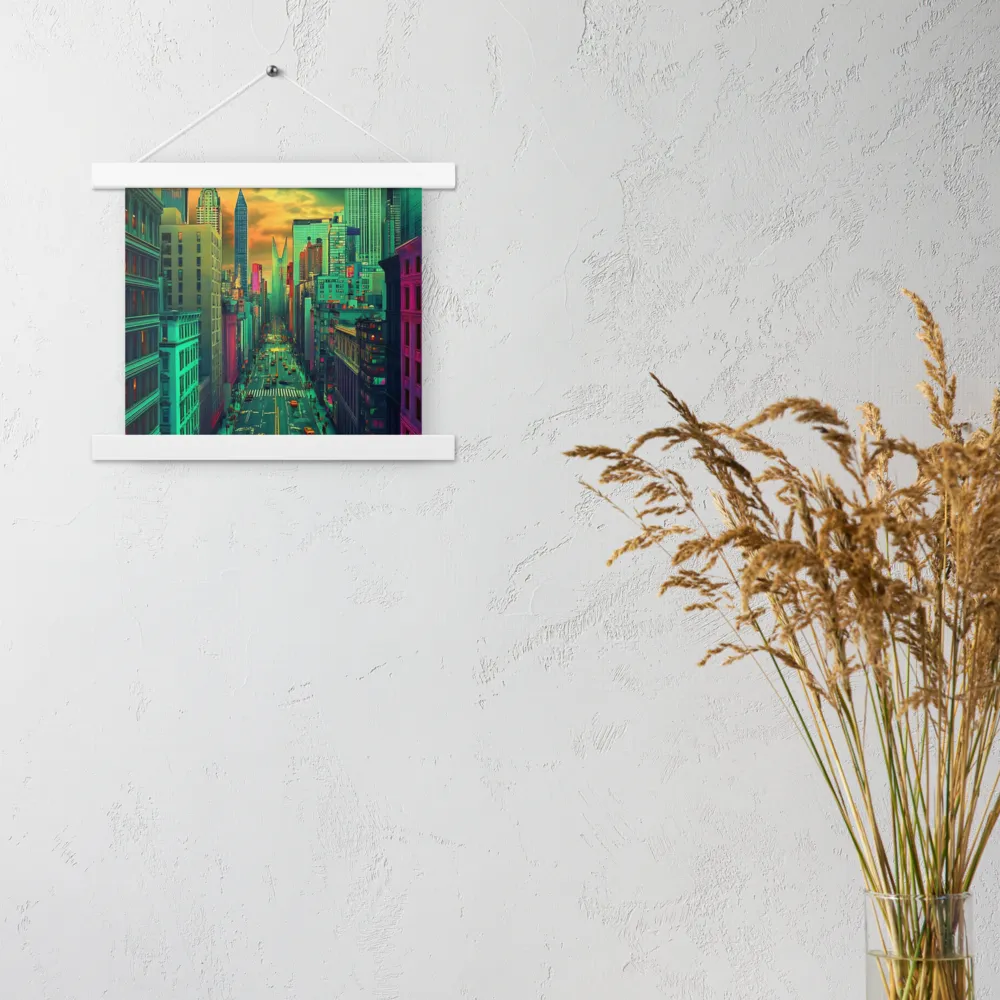 Urban Surrealism: Neon Dreams | Poster With White Wood Hanger | 10″×10″