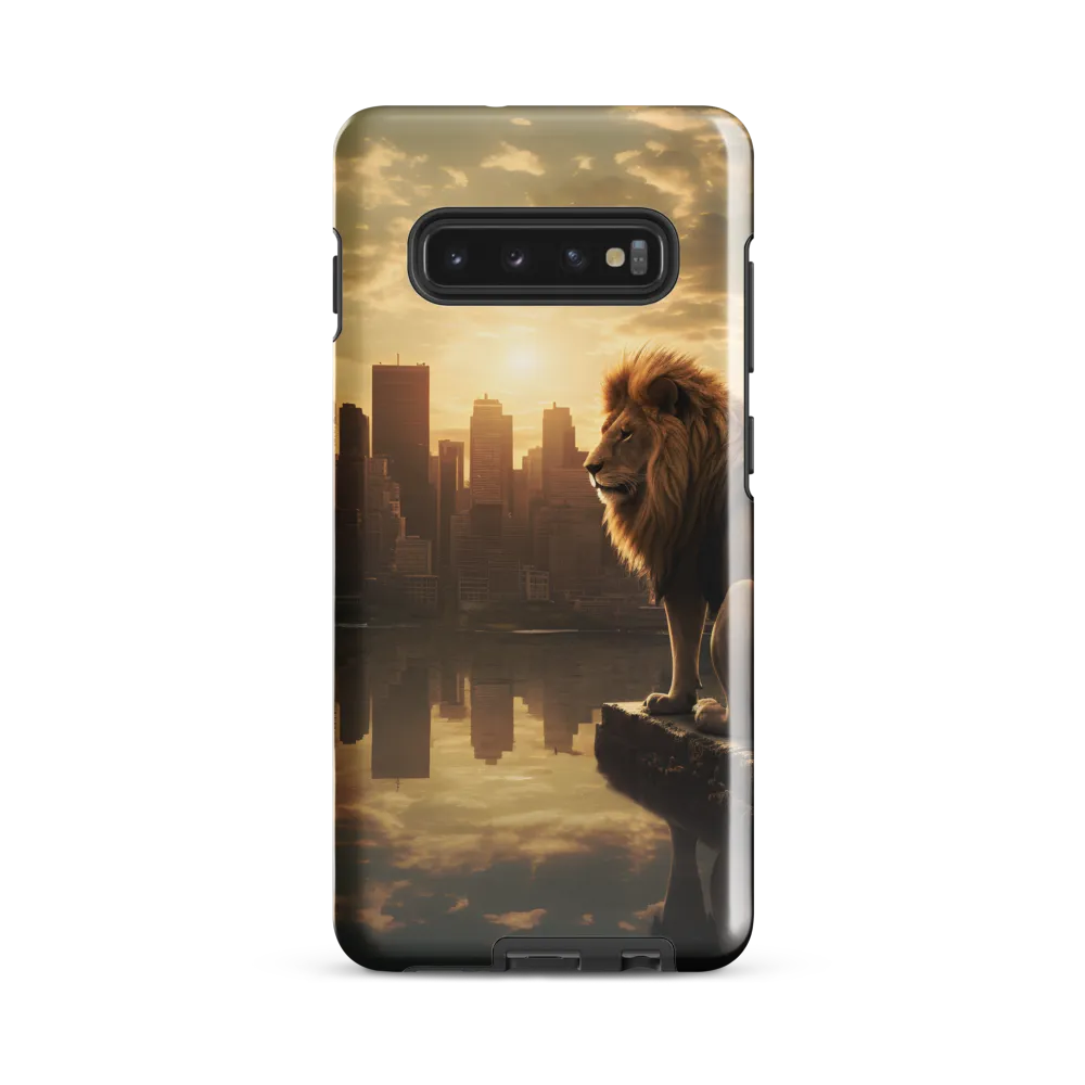 The Lion's Gaze Over the Urban Symphony | Phone Case |  S10 Plus | Tough Case | Glossy