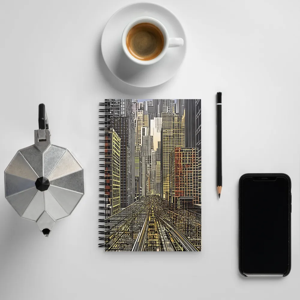 Urban Symphony: The Golden Grid | Spiral Notebook