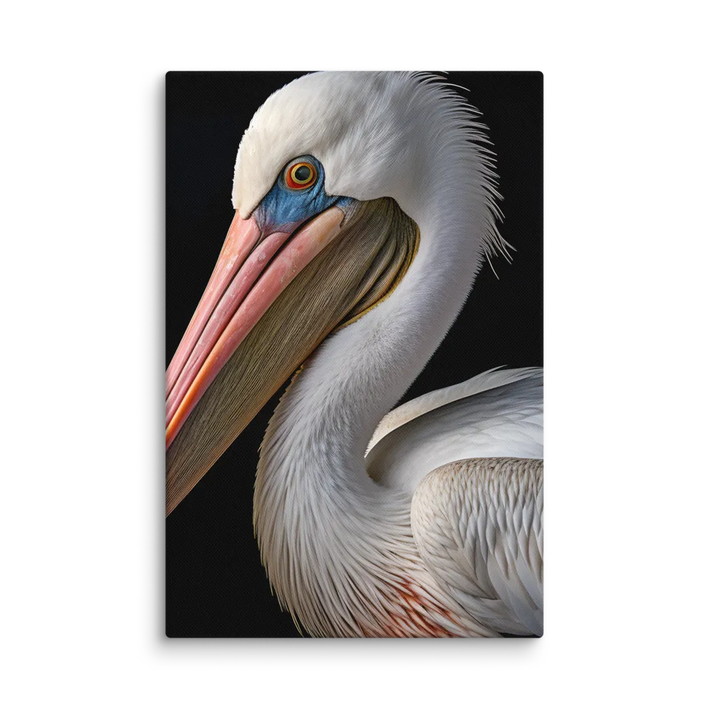 Elegance in White: The Pelican | Canvas | 8″×12″