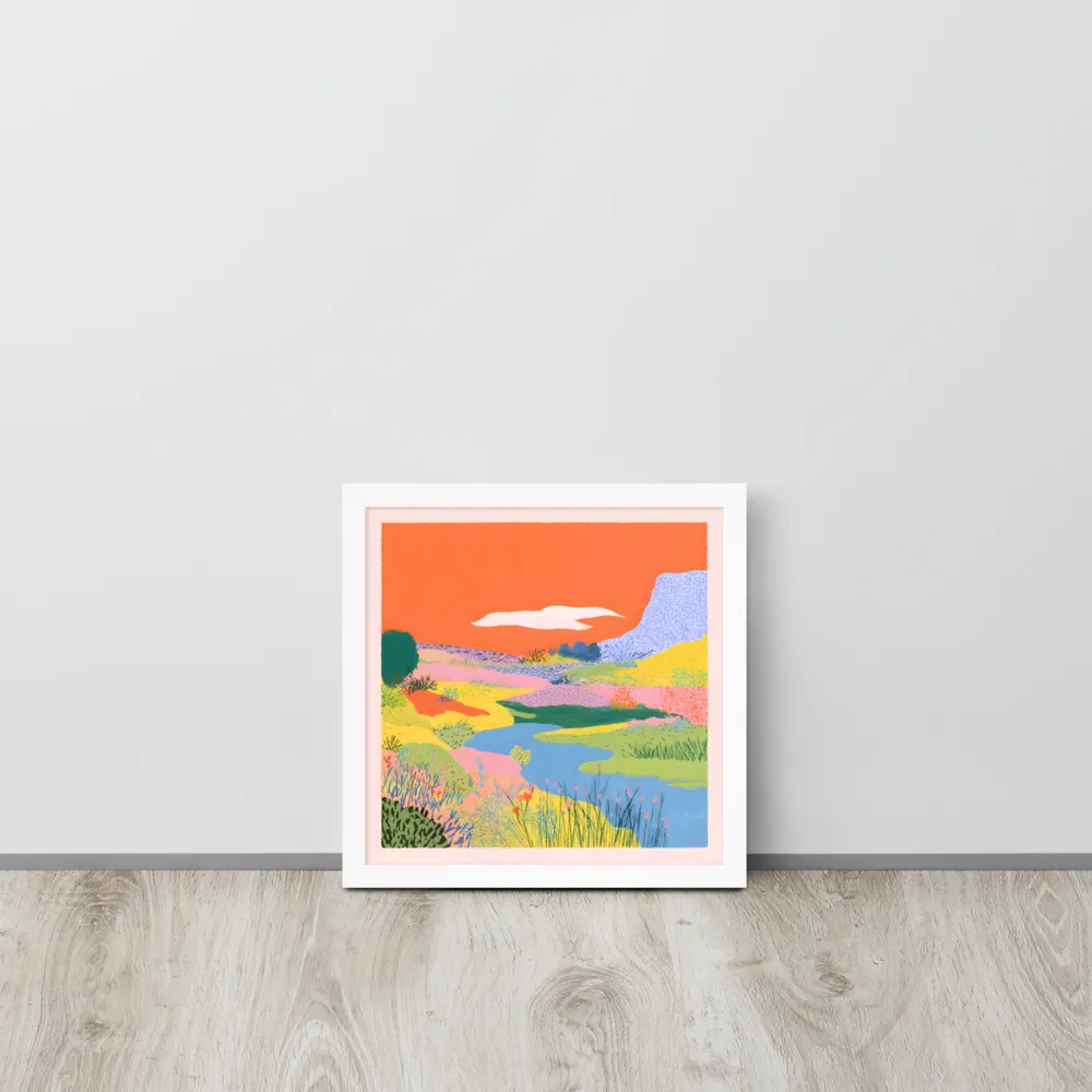 Orange Sky Meadow 
 Poster with White Frame | 12″x 12″