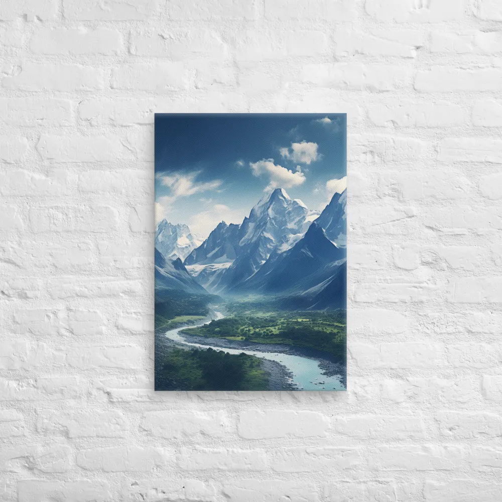 Majestic Serenity: A Landscape of Mountains and Rivers | Canvas | 18″×26″