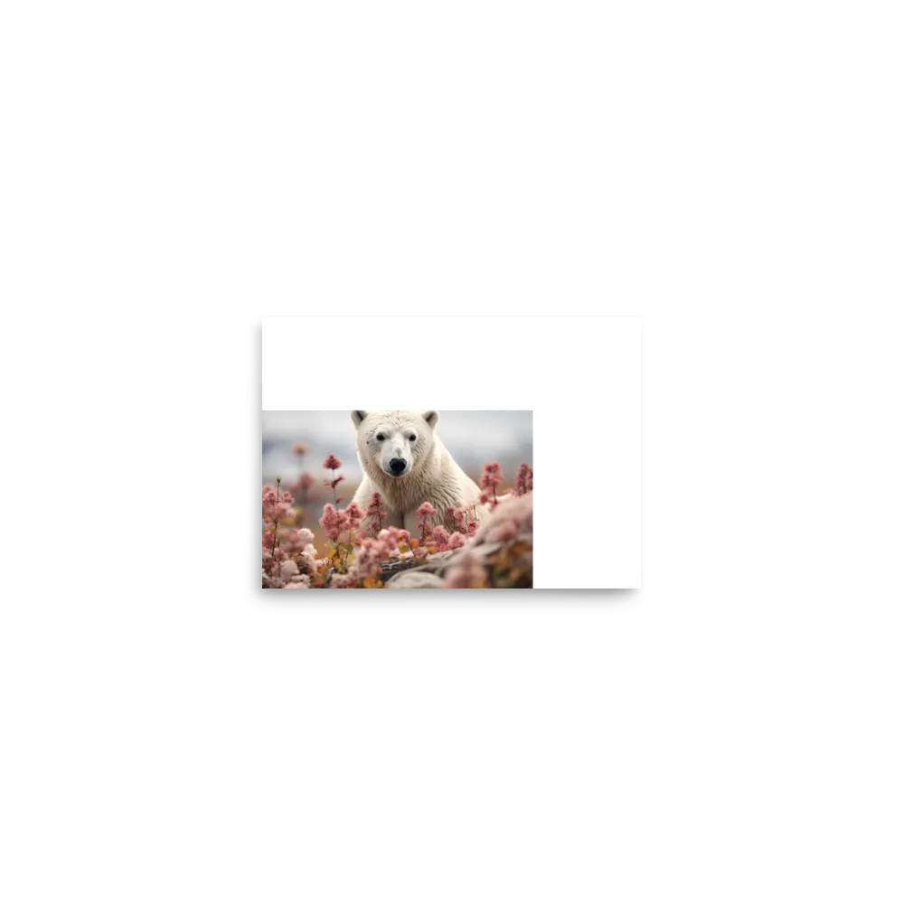 Curiosity Among Blooms: The Polar Bear | Poster | 5″×7″