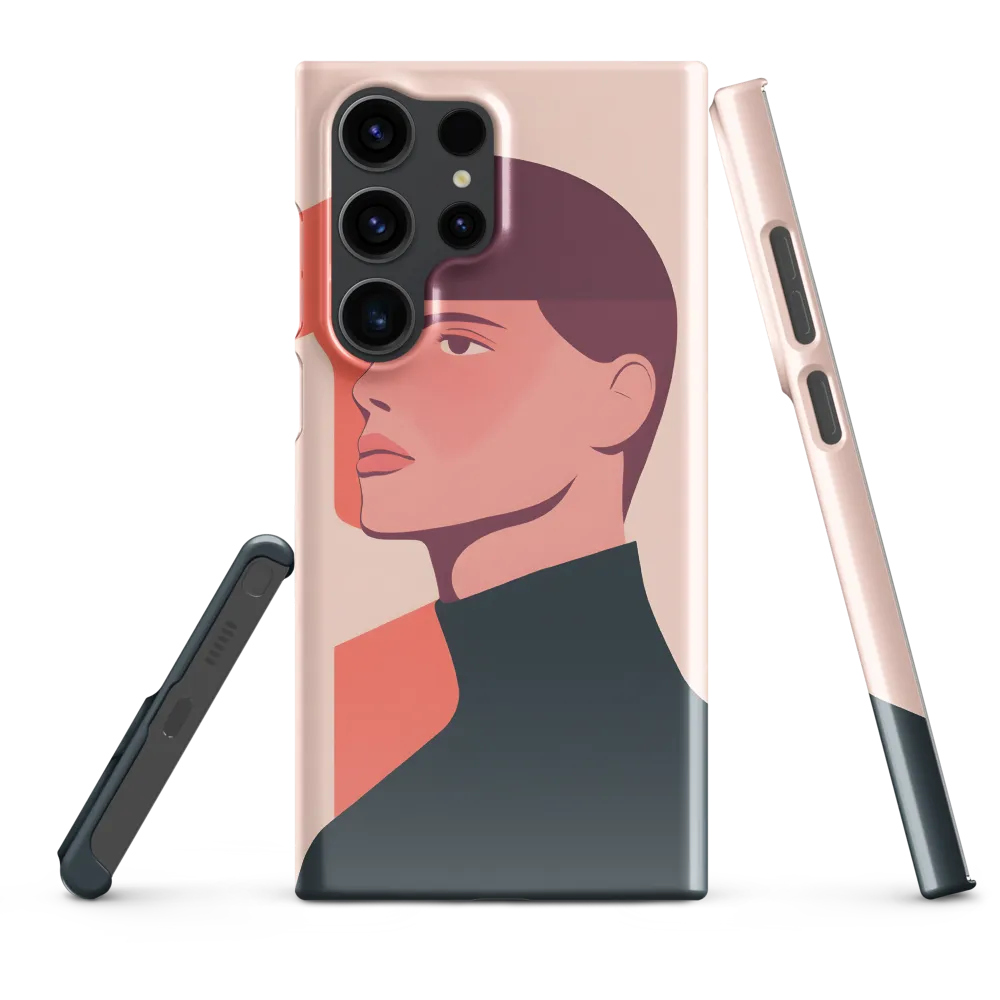 Contemplative Portrait in Minimalism | Phone Case |  S23 Ultra | Snap Case | Glossy