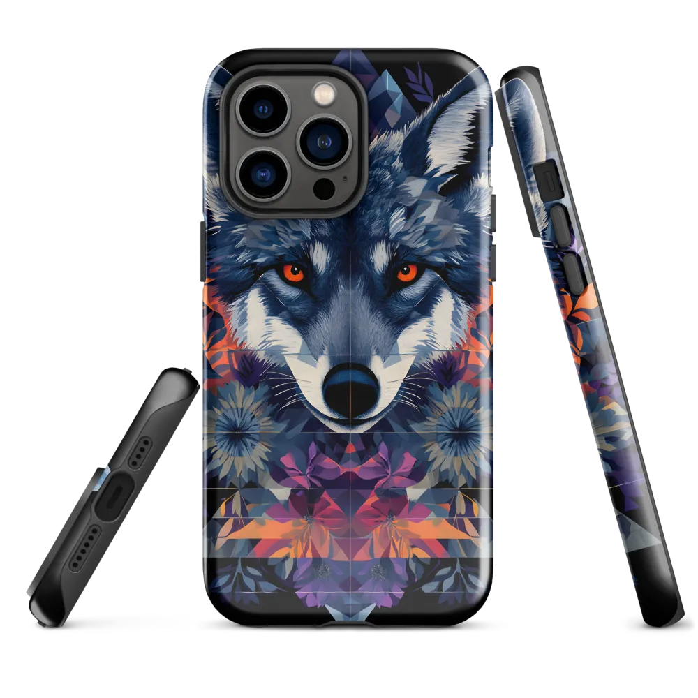 Mystical Wolf Amidst Floral Geometry