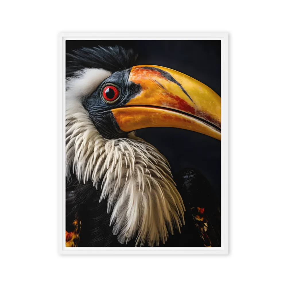 Majestic Hornbill Portrait | Canvas with White Frame | 24″×32″