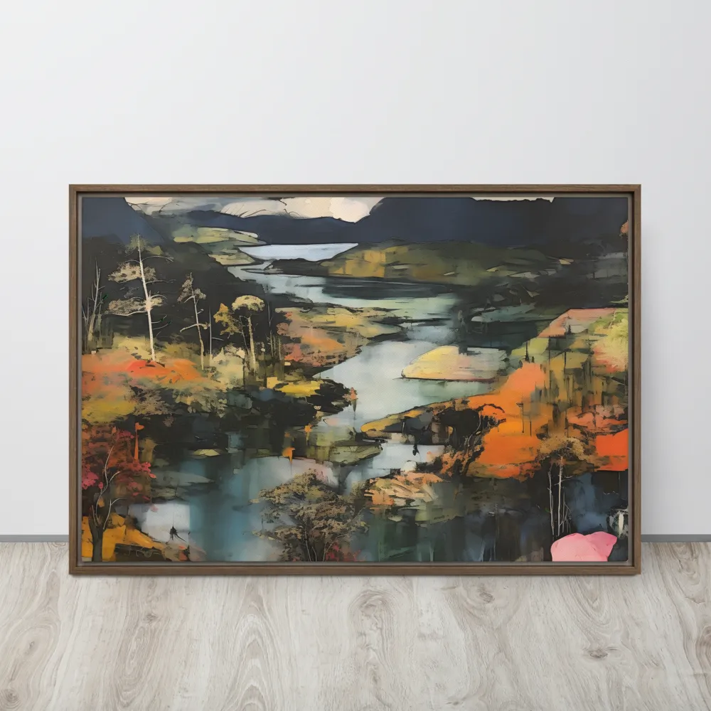 Harmony of Nature: An Abstract Journey | Canvas with Brown Frame | 24″×36″