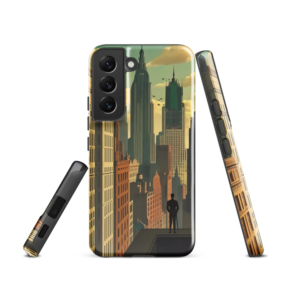 Urban Dreams: A Silhouette in Art Deco Cityscape
