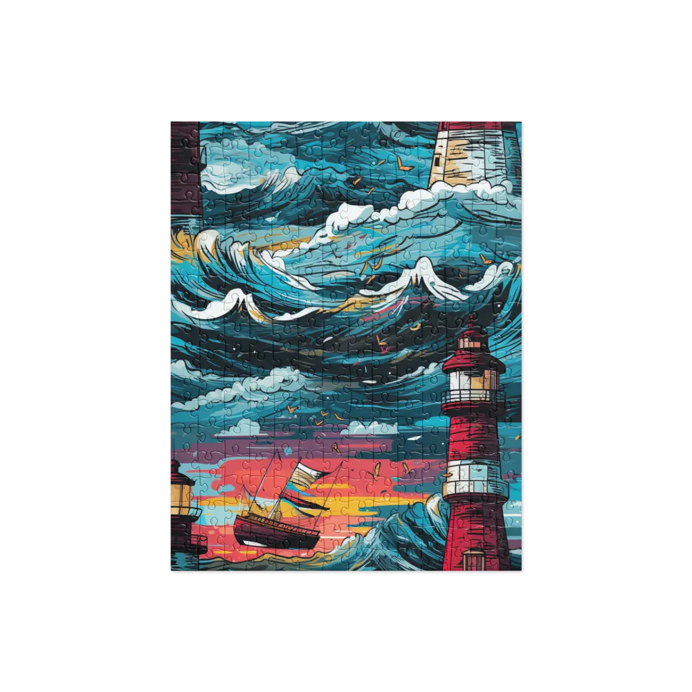 Turbulent Seas: A Lighthouse Adventure | Jigsaw Puzzle | 252 pieces