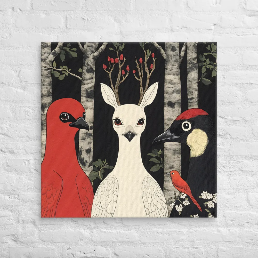 Whimsical Gathering: A Dance of Birds | Canvas | 32″×32″