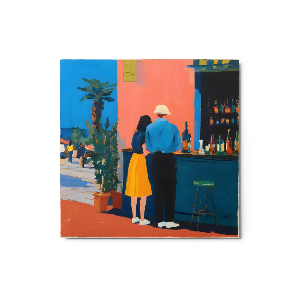 Coastal Bar Scene 
 Metal Print | 12″x 12″