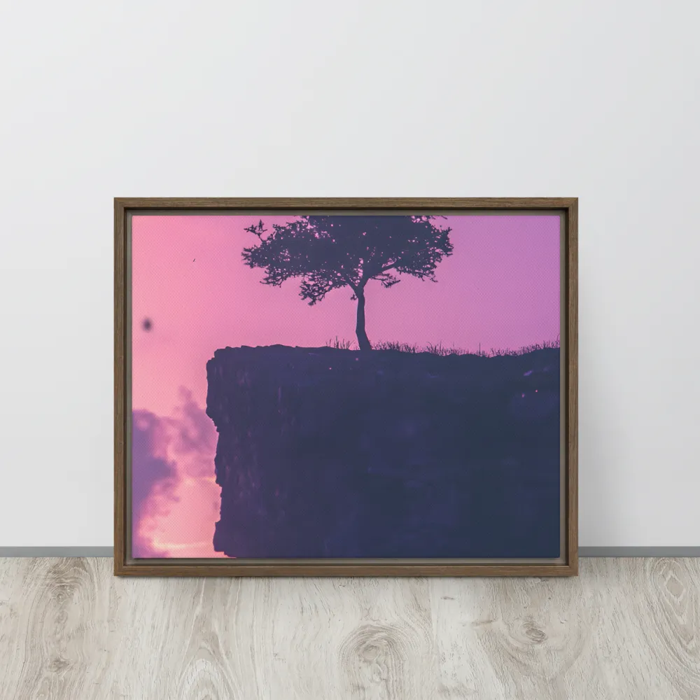 Solitude on the Edge | Canvas with Brown Frame | 16″×20″