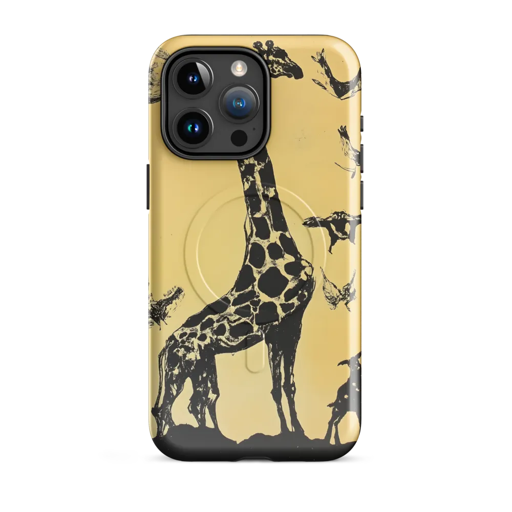 Whimsical Harmony of Giraffe and Birds