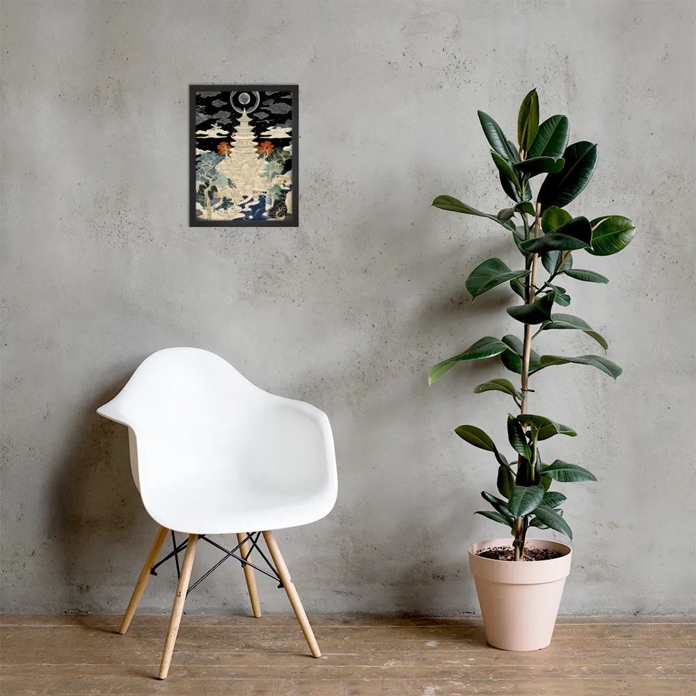 Whispers of the Pagoda | Poster with Black Frame | 12″×16″
