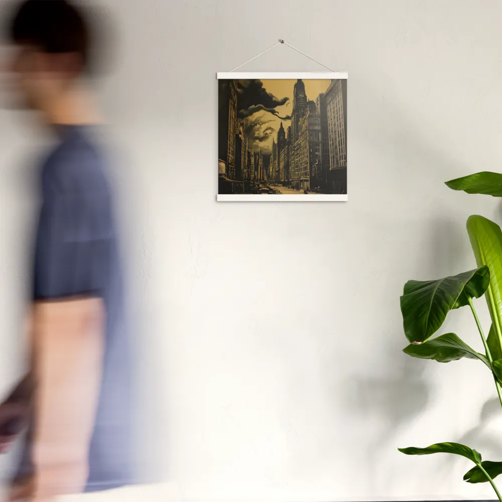Echoes of a Forgotten Skyline | Poster With White Wood Hanger | 16″×16″