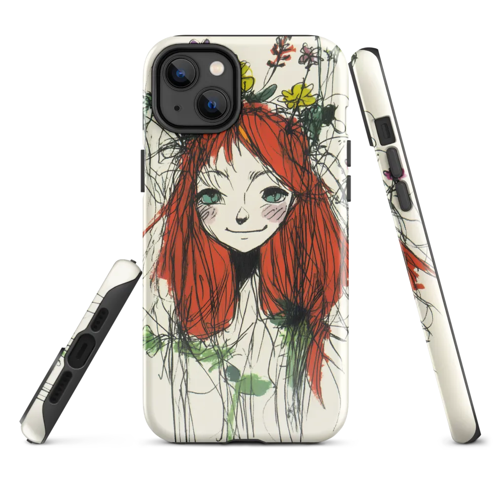 Whimsical Floral Portrait | Phone Case |  14 Plus | Tough Case | Glossy