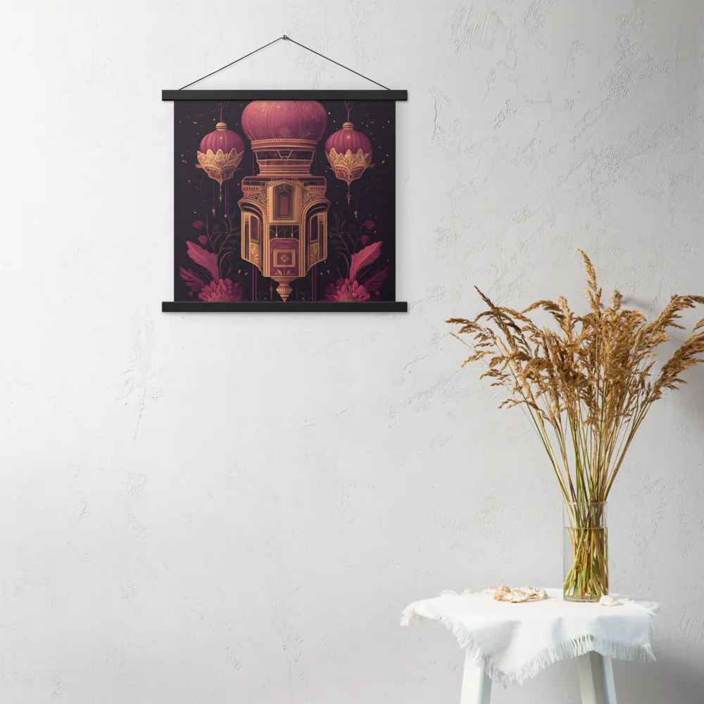 Ornate Harmony: A Digital Floral Architecture | Poster With Black Wood Hanger | 18″×18″