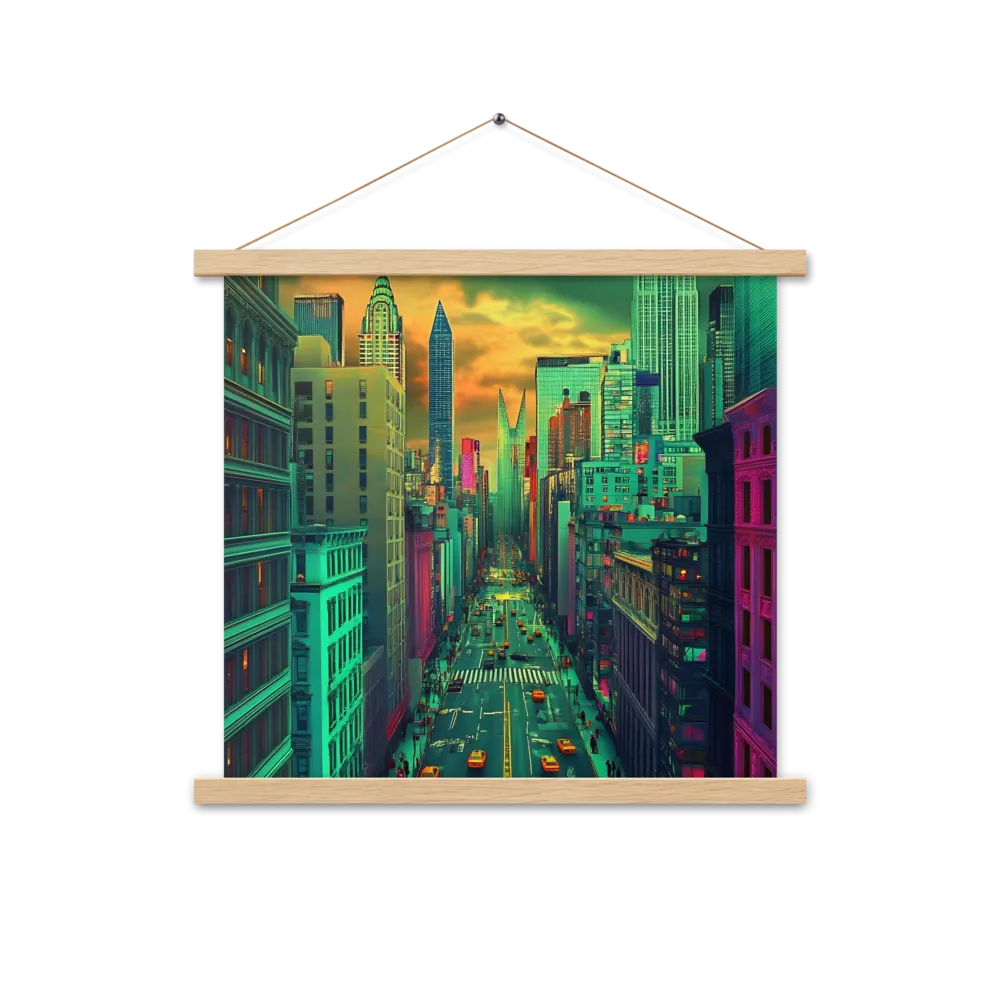 Urban Surrealism: Neon Dreams | Poster With Oak Wood Hanger | 18″×18″