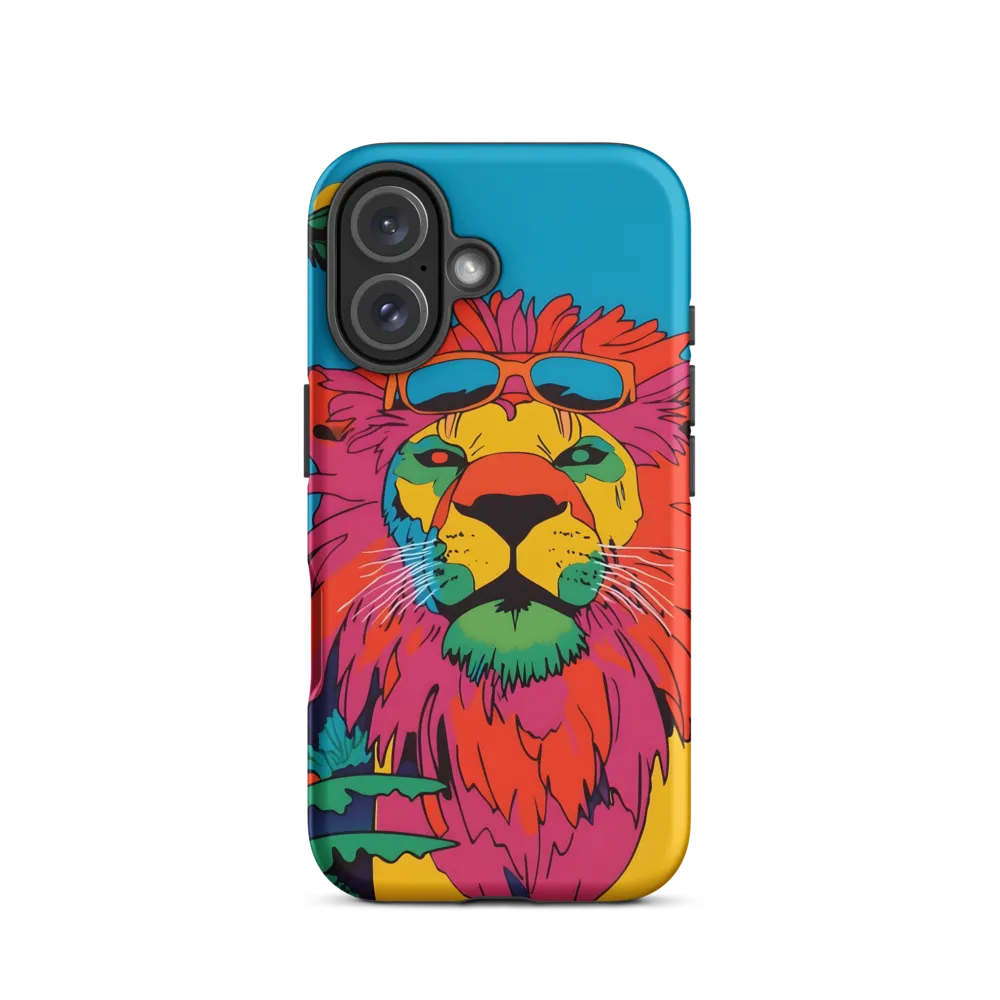 Lion with Sunglasses: A Vibrant Tropical Portrait | Phone Case |  16 | Tough Case | Matte