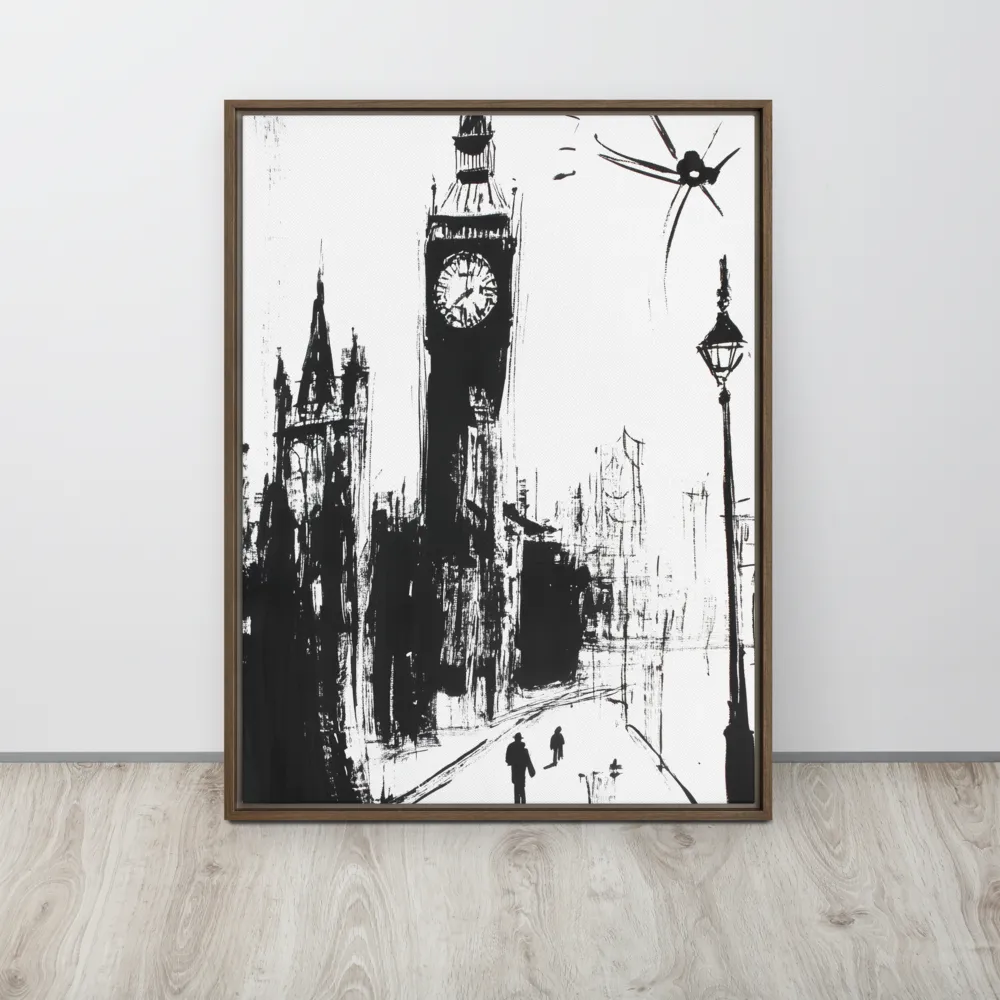 Clock Tower in Motion | Canvas with Brown Frame | 24″×32″