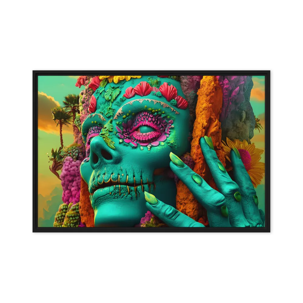 Ethereal Skull Garden | Canvas with Black Frame | 20″×30″