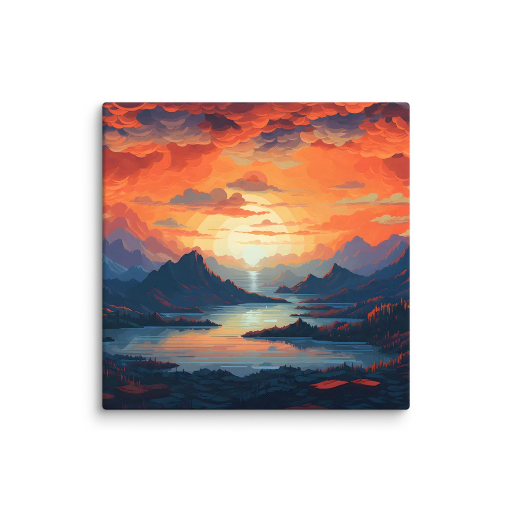 Ethereal Evening: A Digital Dusk | Canvas | 28″×28″