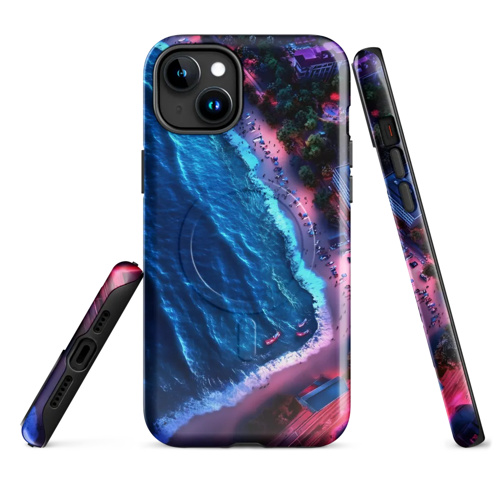 Twilight Reflections: A Serene Beach Aerial | Phone Case |  15 Plus | MagSafe® Tough Case | Glossy