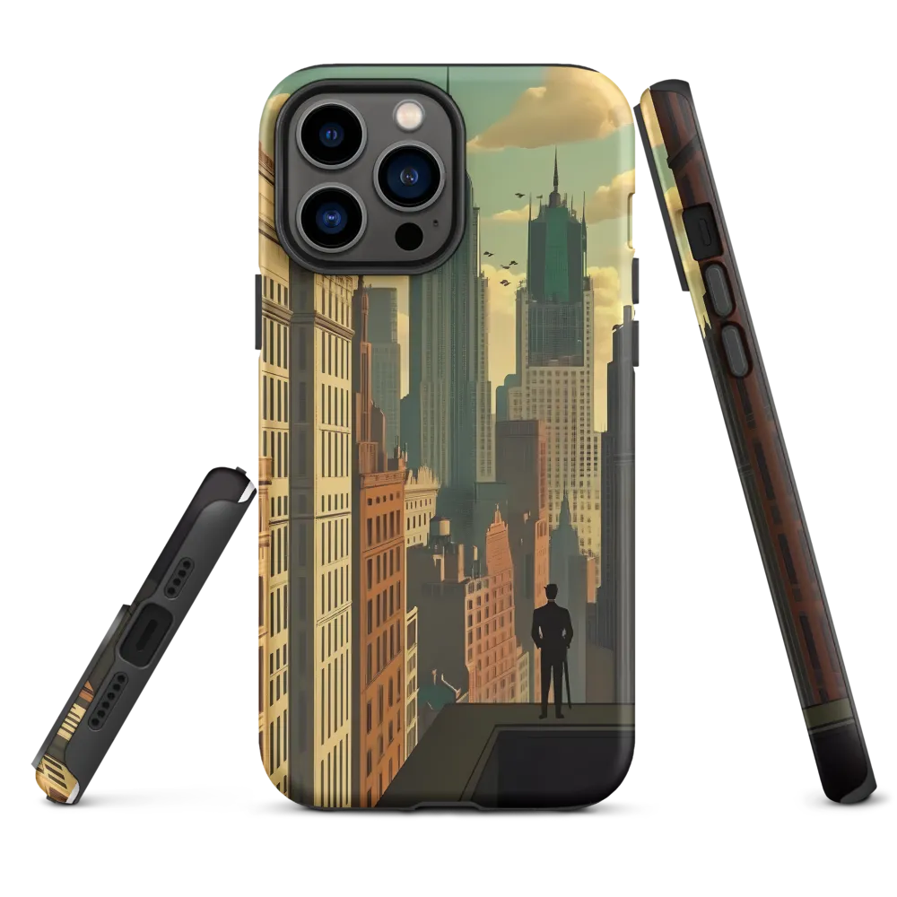 Urban Dreams: A Silhouette in Art Deco Cityscape