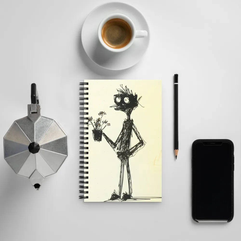 Whimsical Figure with Flowers | Spiral Notebook