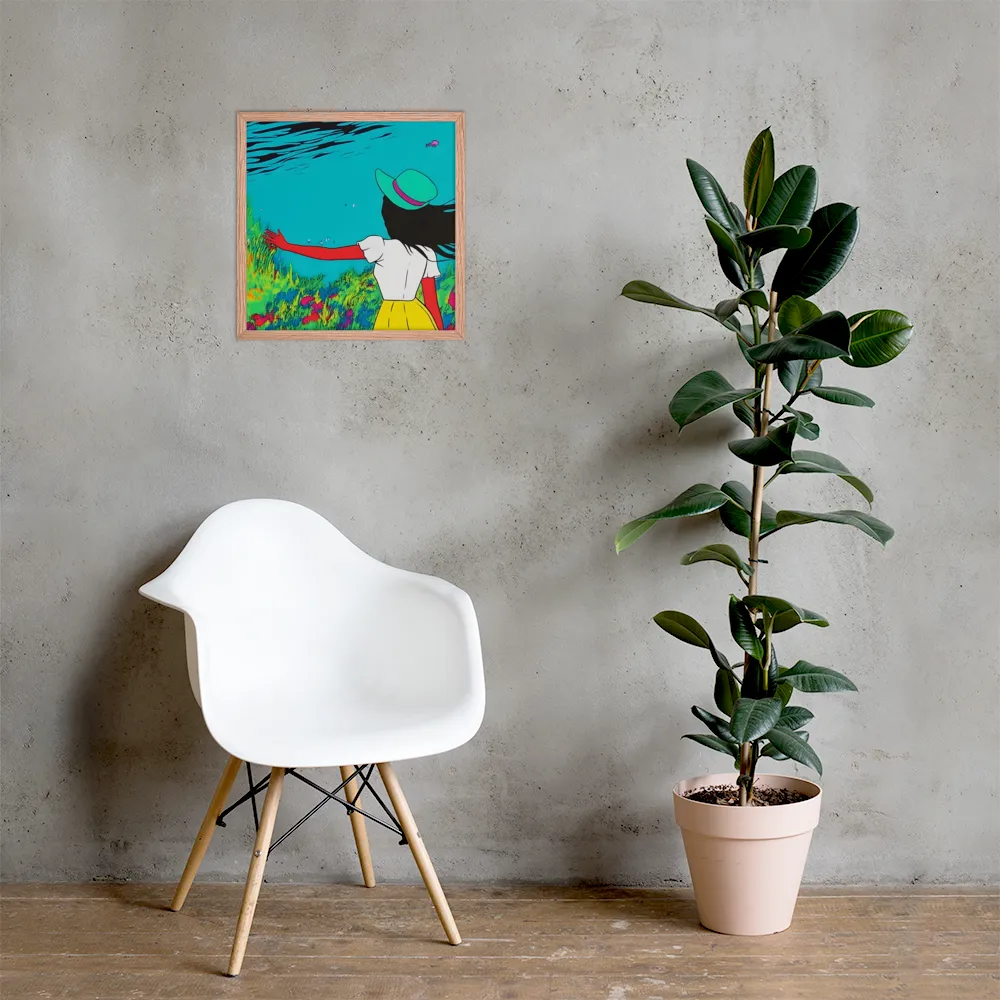 Whimsical Encounter | Poster with Red oak Frame | 18″×18″
