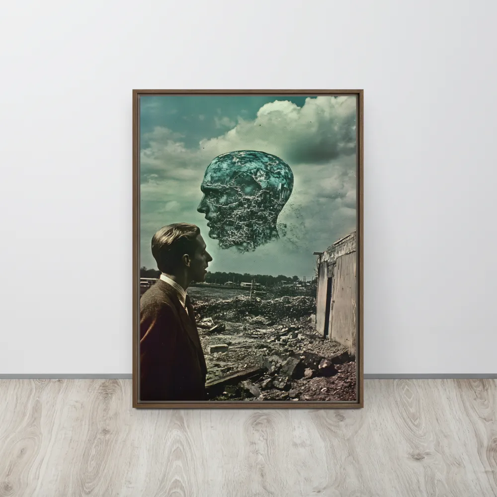 Ethereal Reflections: Identity in a Fragmented World | Canvas with Brown Frame | 20″×28″