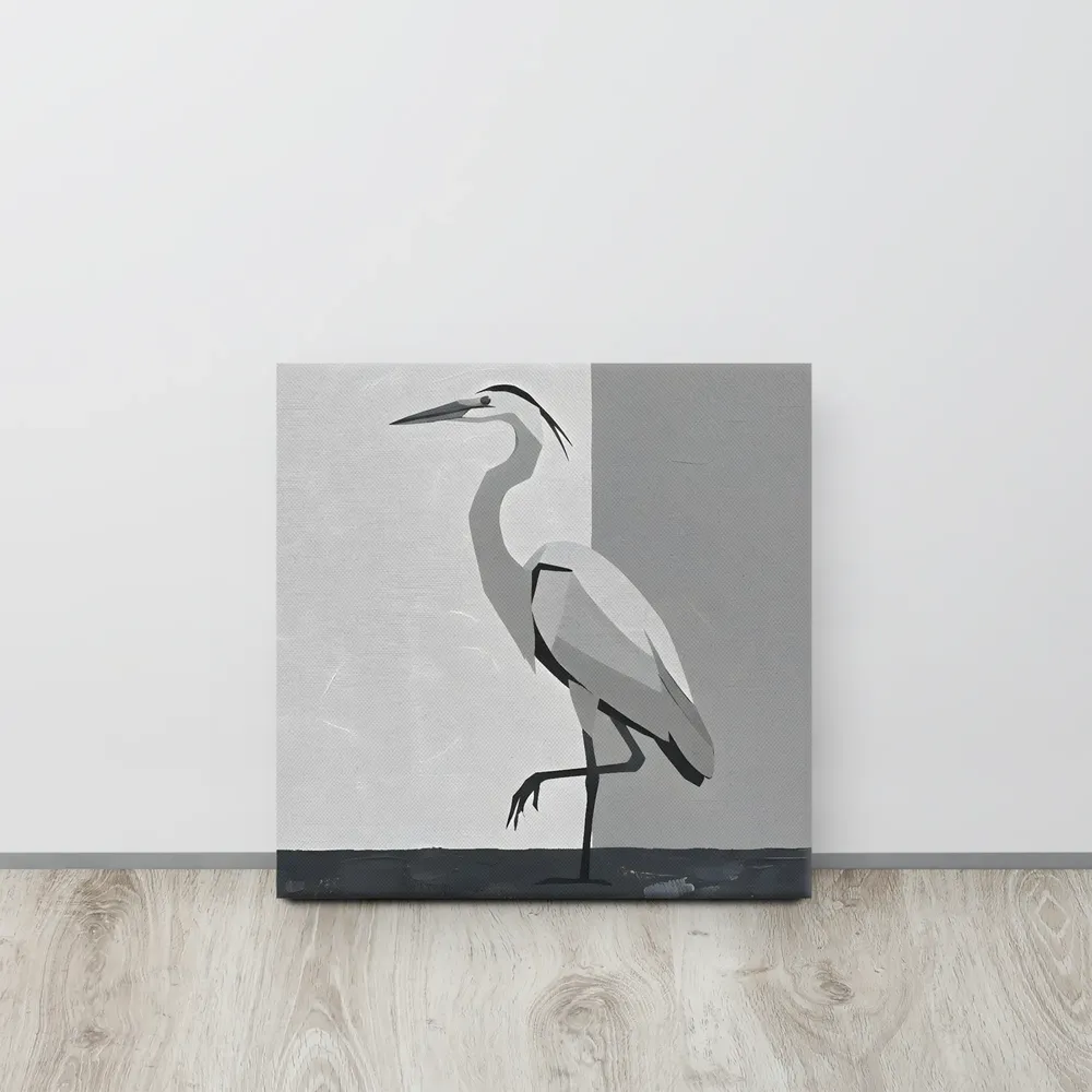 Grayscale Heron 
 Canvas | 16″x 16″