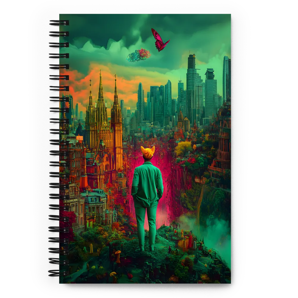 Journey Through a Surreal Cityscape | Spiral Notebook