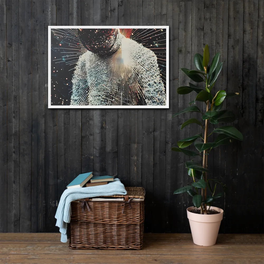 Ethereal Astronaut: A Journey Through the Cosmos | Canvas with White Frame | 24″×36″