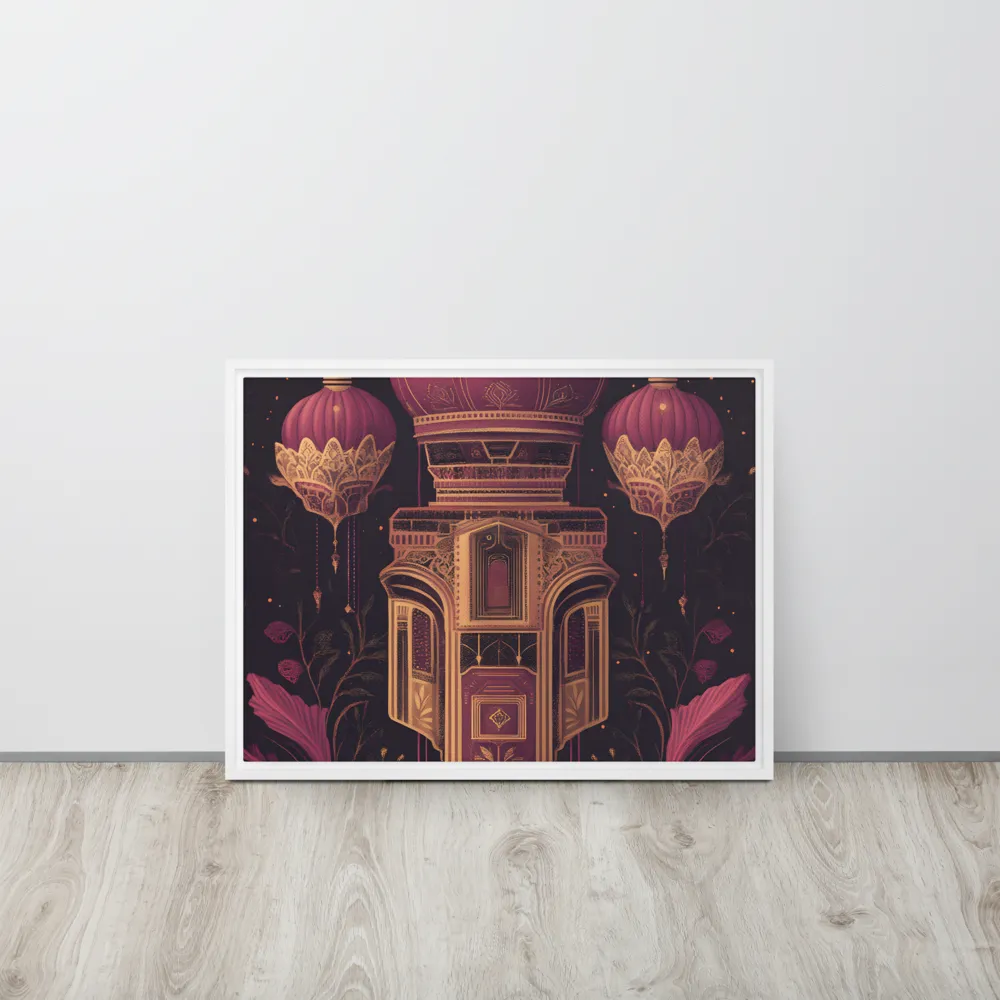 Ornate Harmony: A Digital Floral Architecture | Canvas with White Frame | 18″×24″