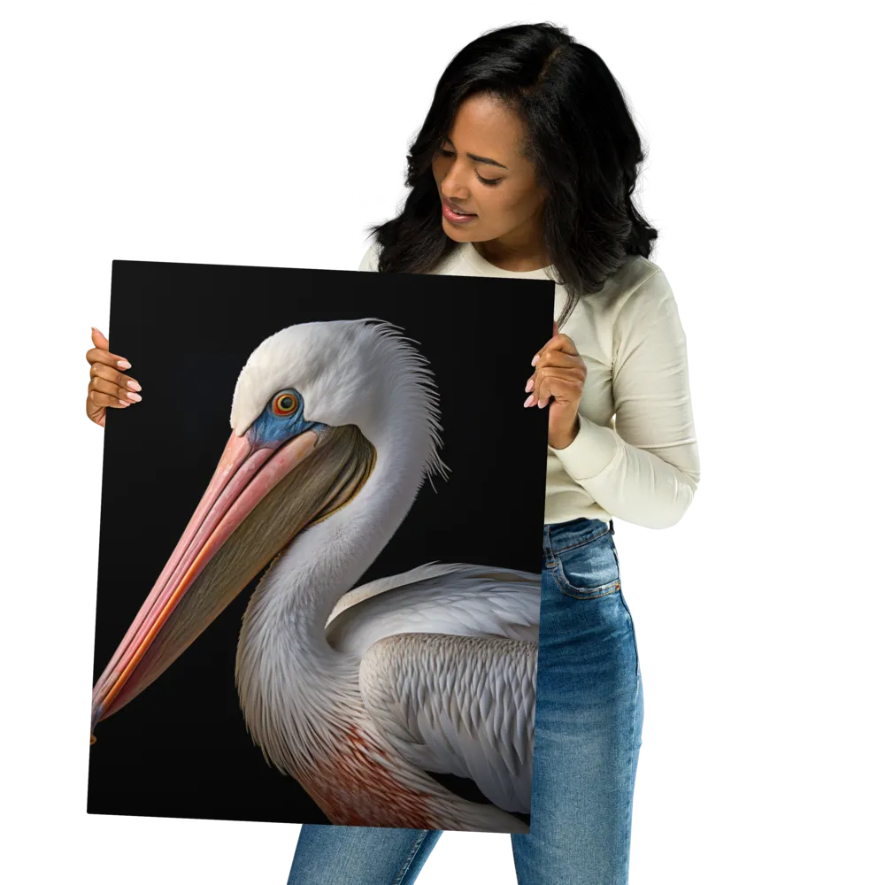 Elegance in White: The Pelican | Metal Print | 16″×20″