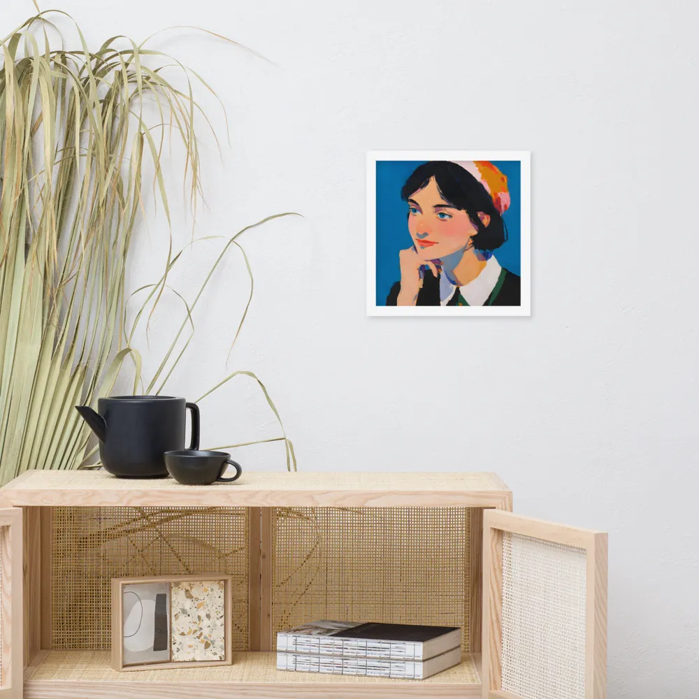 Blue Portrait 
 Poster with White Frame | 12″x 12″