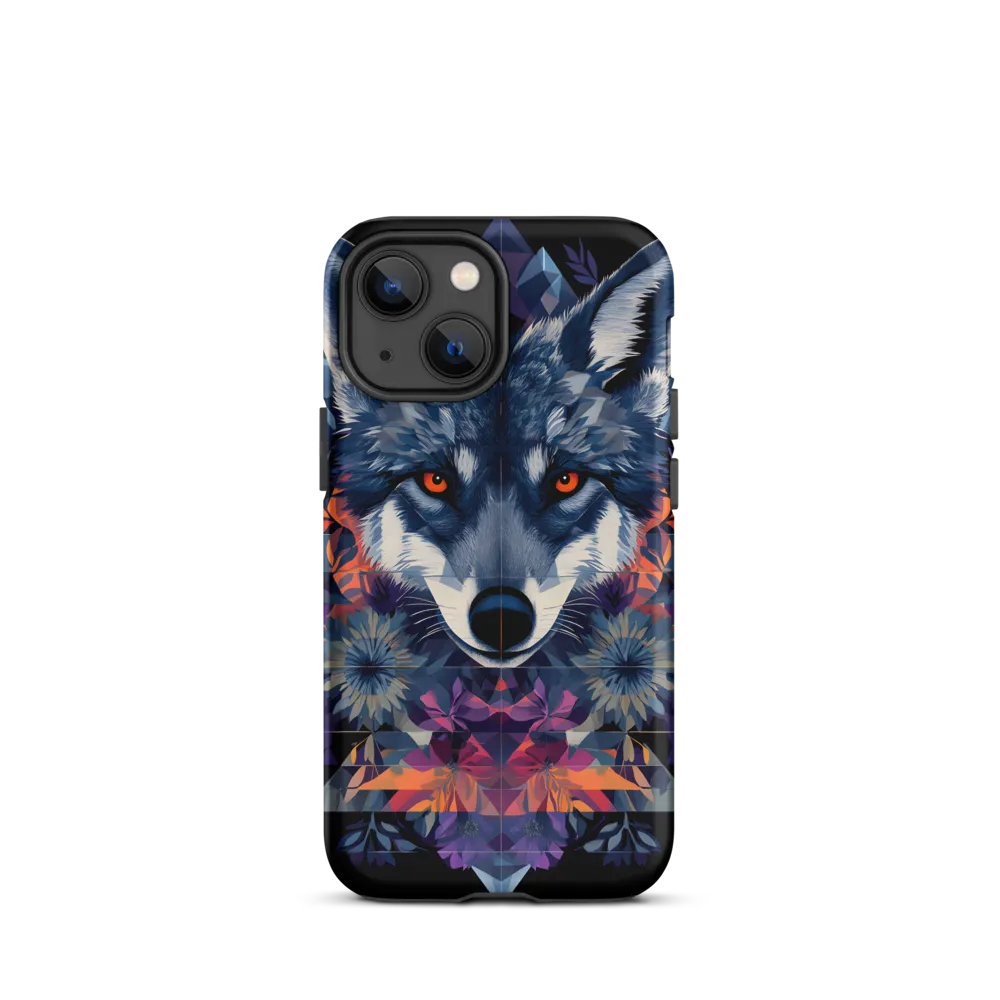 Mystical Wolf Amidst Floral Geometry