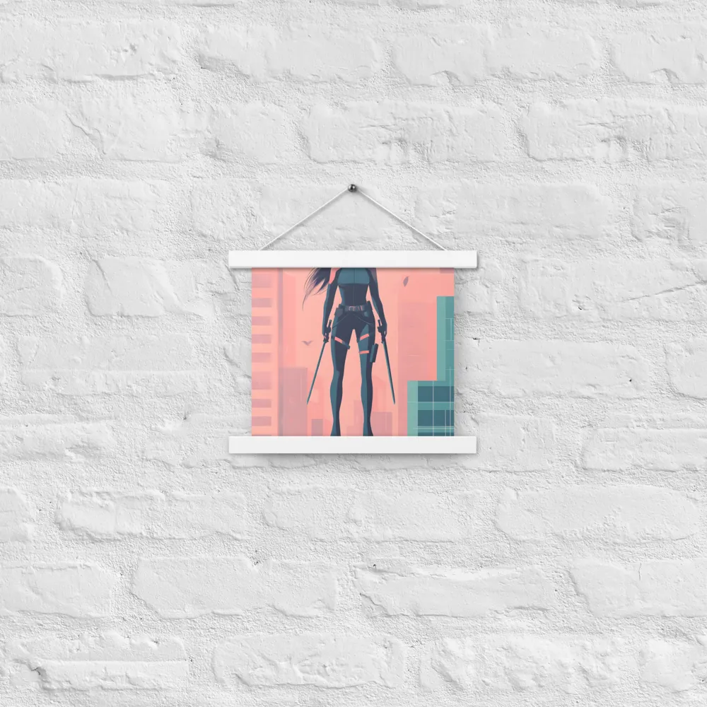 Urban Sentinel: A Warrior's Stand | Poster With White Wood Hanger | 10″×10″
