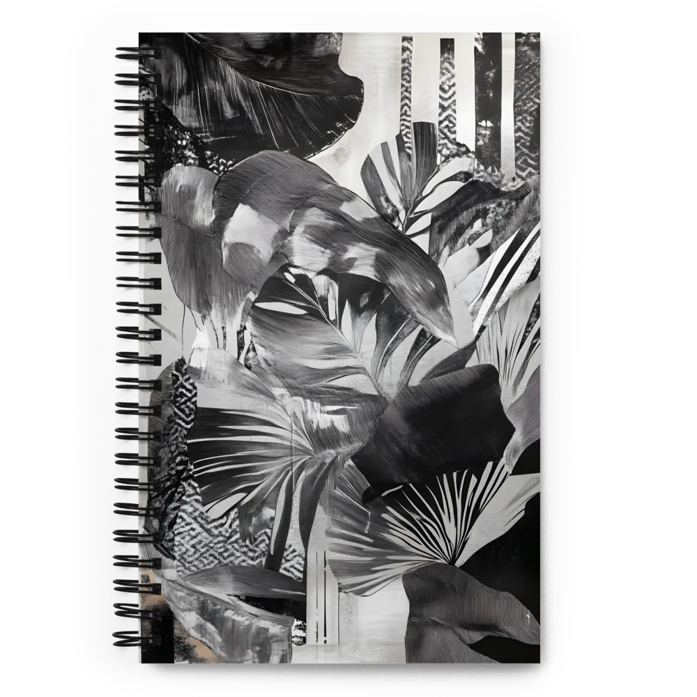 Monochrome Serenity in Tropical Foliage | Spiral Notebook