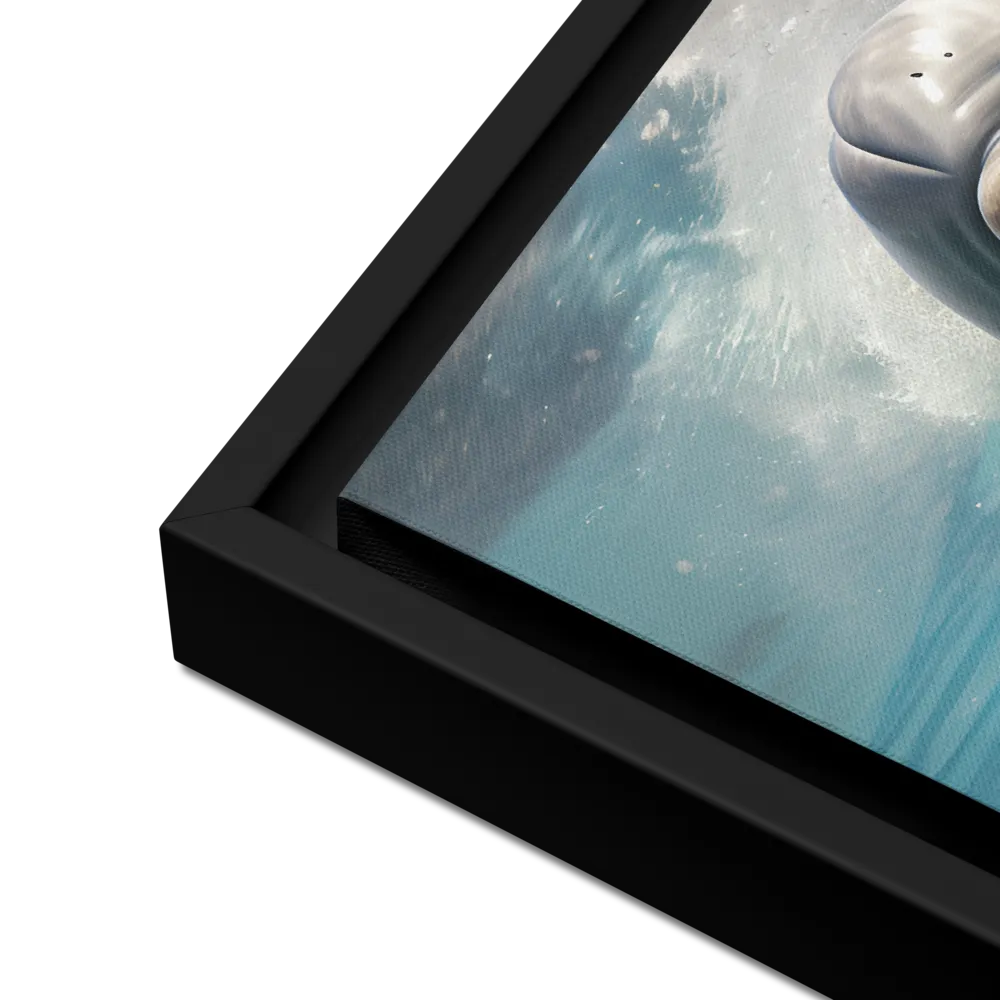 Beneath the Waves: A Dolphin's Dance | Canvas with Black Frame | 16″×20″