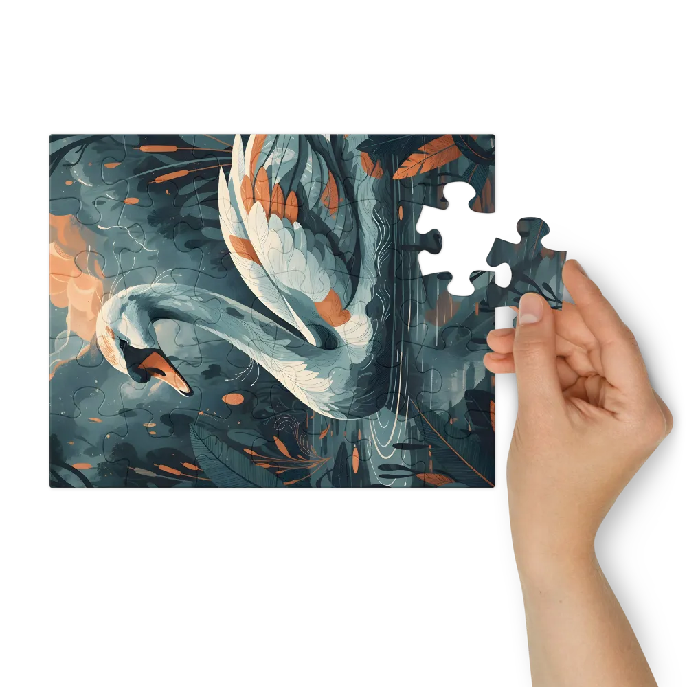 Twilight Swan 
 Jigsaw Puzzle in Tin Box