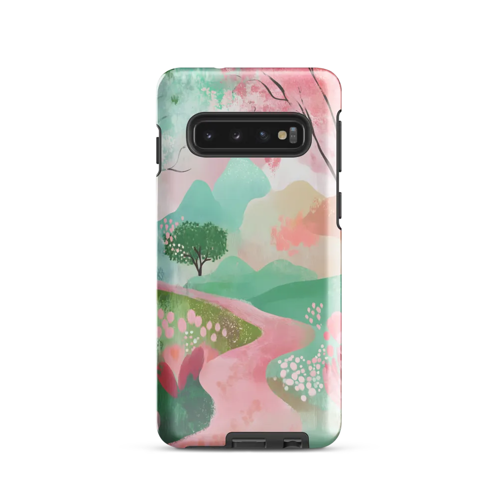 Pastel Path Through Blossoming Hills