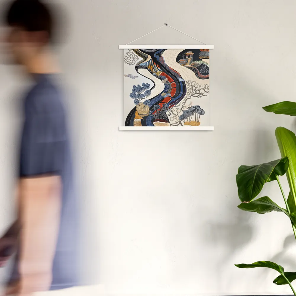 Flow of Tranquility | Poster With White Wood Hanger | 18″×18″