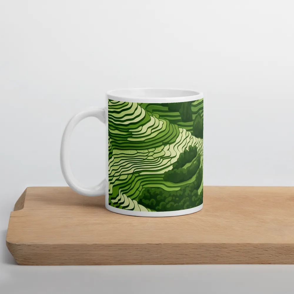 Waves of Green: An Abstract Landscape | Mug with White inside | 11 oz