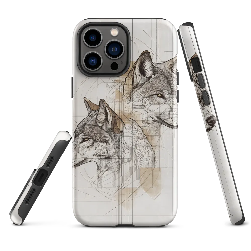 Geometric Harmony: The Essence of Wolves | Phone Case |  13 Pro Max | Tough Case | Glossy