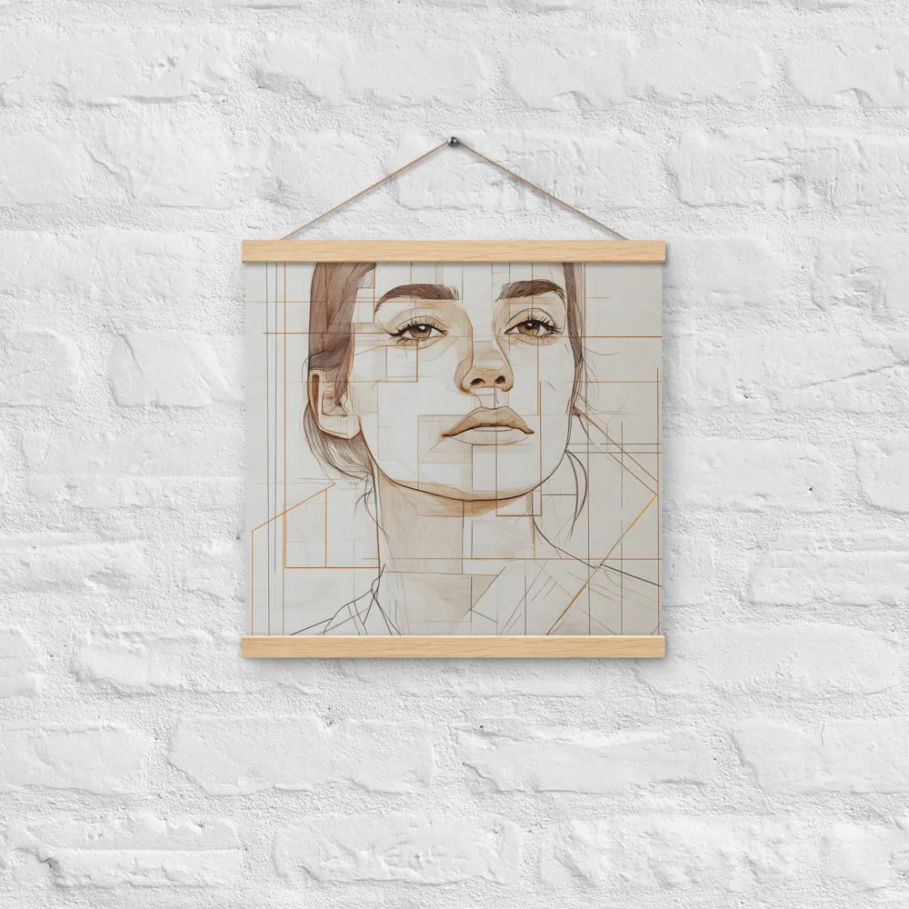 Geometric Serenity: A Minimalist Portrait | Poster With Oak Wood Hanger | 16″×16″